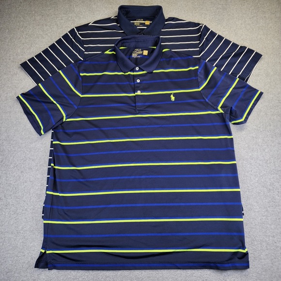 Polo Ralph Lauren Lot Of 2 Performance Polo Golf Shirts Mens XL Striped Wicking - Picture 3 of 10